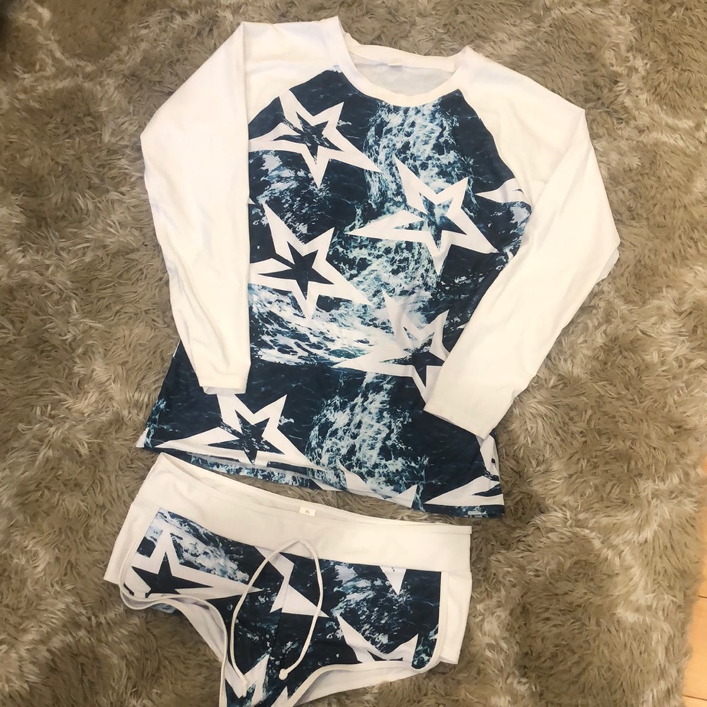 Bathing Suit / Rash-guard Long Sleeve with Shorts  XL
